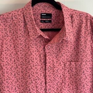 Pink Patterned Men's button up short sleeve shirt